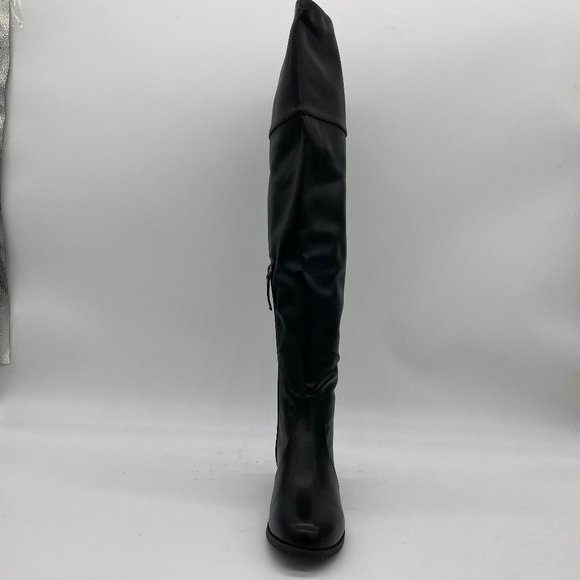 Black Over The Knee Boot Lace Up Side Zipper Boot - Picture 10 of 13